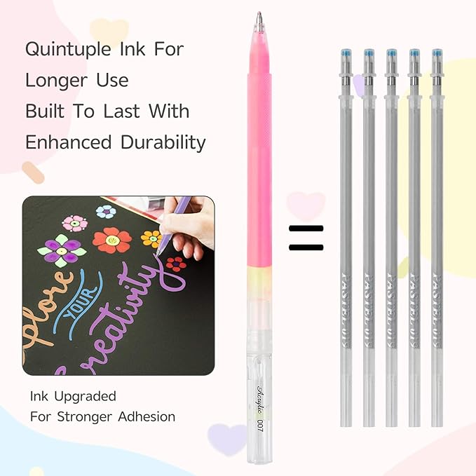 LIUILUCAI 24 Deep Colors Acrylic Gel Pens for Black Paper, Large Capacity 3D Acrylic Paint Pens with 1.0mm Bullet Tip, Colored Gel Ink Pen for Adult Coloring Books Drawing Journaling Art Supplies