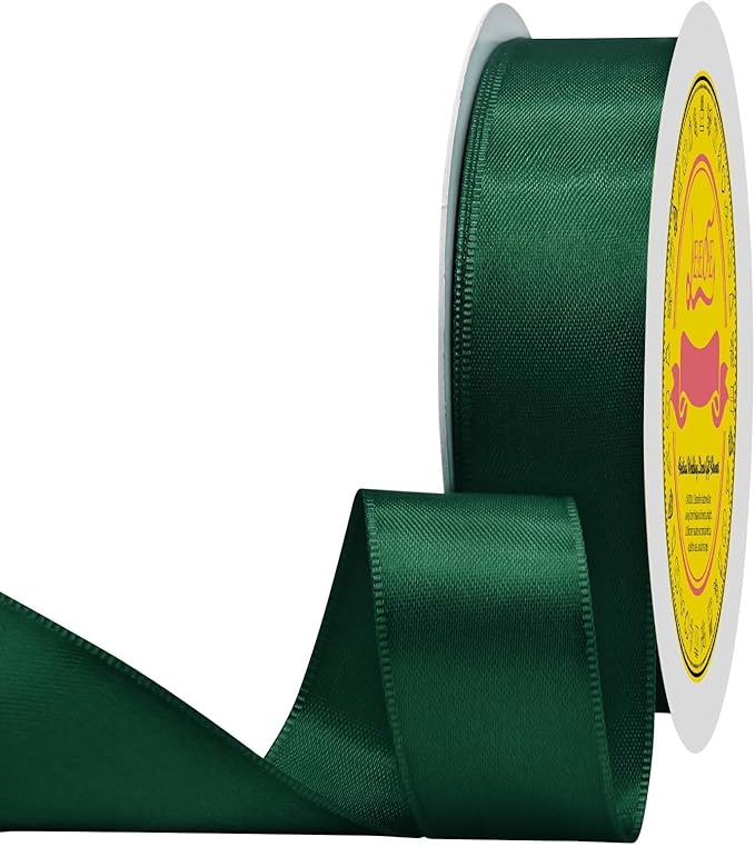 Spruce Green Satin Ribbon 1 inch X 50 Yards Polyester Ribbon for Gift Wrapping Very Suitable for Weddings Party Hair Bow Invitation Decorations and More