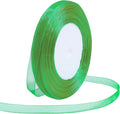 Green Ribbon for Gift Wrapping 3/8 inch Sheer Organza Ribbon for Flower Bouquet Tulle Chiffon Ribbons for Wedding Invitations Christmas Halloween Decorations Crafts 50 Yards