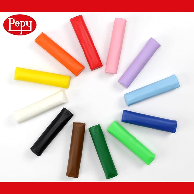 Pepy Plastilina Reusable and Non-Drying Modeling Clay; Set of 24; 2 Each of 12 Colors, 0.8 Ounces Each, Perfect for Arts and Crafts Projects