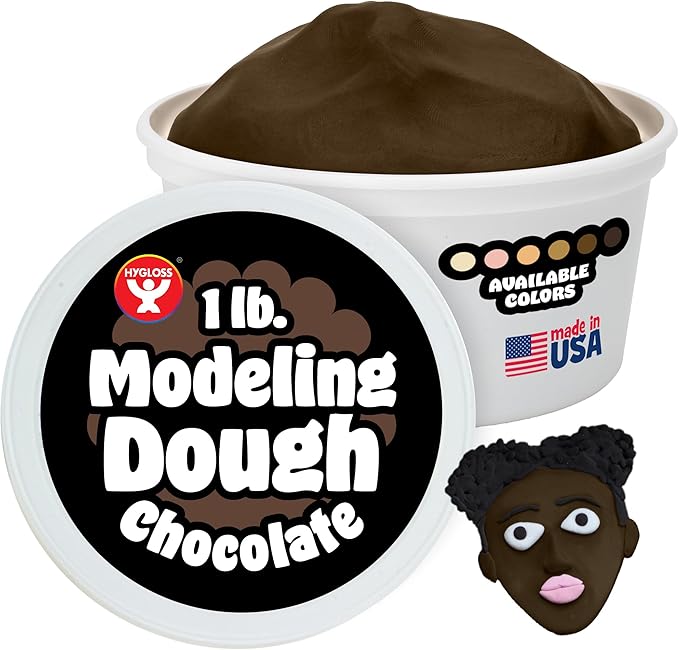 Hygloss Play Modeling Dough for Kids – Multicultural Skin Tones – Safe & Non-Toxic Sensory Dough for Arts & Crafts – Play Clay for Toddler Activities, Preschool Classroom Must-Haves (1 lb, Chocolate)