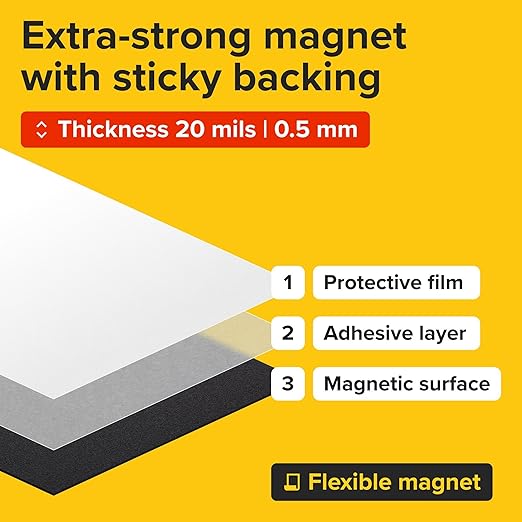 Strong Self-Stick Adhesive Magnetic Sheets 5 Pcs (5x7/13x18cm) – Customizable Magnetic Paper for Photo, Magnet Stickers, Labels, Crafts; for Fridge, Lockers, Whiteboards, Office, Projects