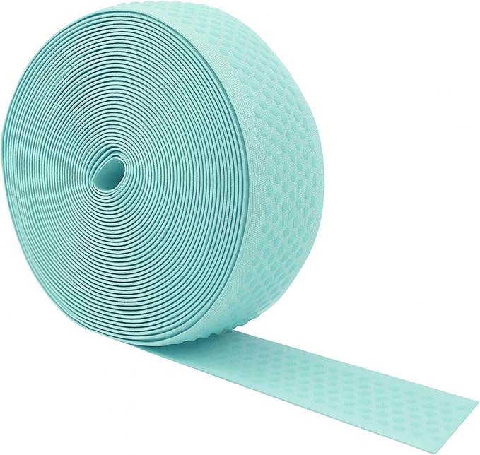Mandala Crafts 1.5 Inch Elastic Silicone Gripper Tape for Clothing - 10 Yds Dotted Non Slip Elastic Band for Sewing - Mint Silicone Flat Fabric Stretchy Ribbon Straps