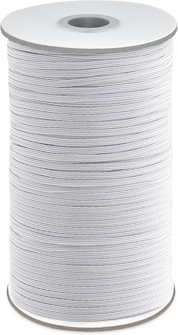 Coopay 300 Yards Length 1/8" Width Elastic Bands Flat Elastic Cord Rope Heavy Stretch Spool Knit for Sewing DIY Projects, Arts & Crafts (White, 1/8 Inch)