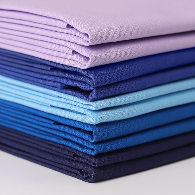 10 Pieces 18 x 21 Inches Cotton Fabric Precut Quilting Fabric Bundles Solid Colors Layer Cakes Quilt Material for DIY Craft Sewing Embroidery (Bule Purple)