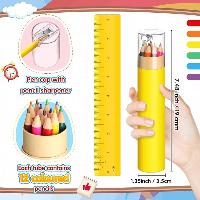 36 Pack Christmas Colored Pencils Gifts Bulk with Sharpener, 12 Color Travel Portable Presharpened Pencil Pack, Colored Pencils Set for Adults Christmas Charity Arts Supplies Painting