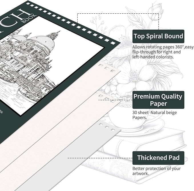 OSIMIG 10 Pack Sketch Books 8.5" x 11", Top Spiral Bound Sketch Pad, Bulk Sketchbook, 300 Sheet Total (68lb/100gsm), Drawing Paper Pad, Sketchbooks for Kids & Adults, Art Supplies