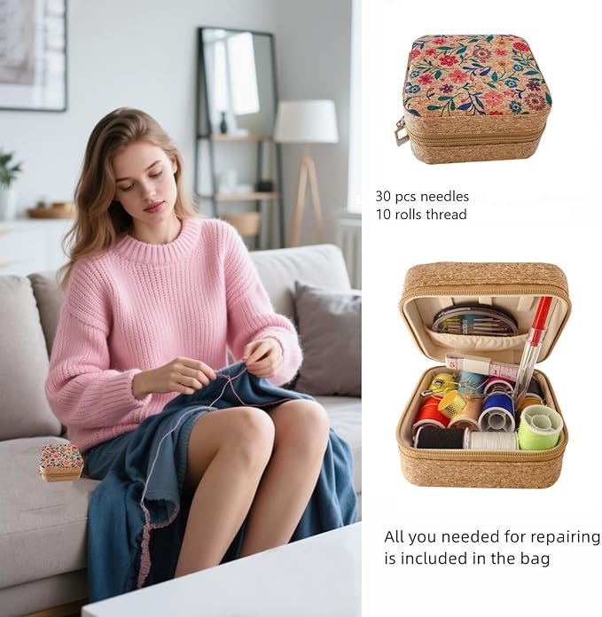 MaryLavender Sewing Kit Portable Sewing Supplies Accessories Box with Thread, Needles, Scissors