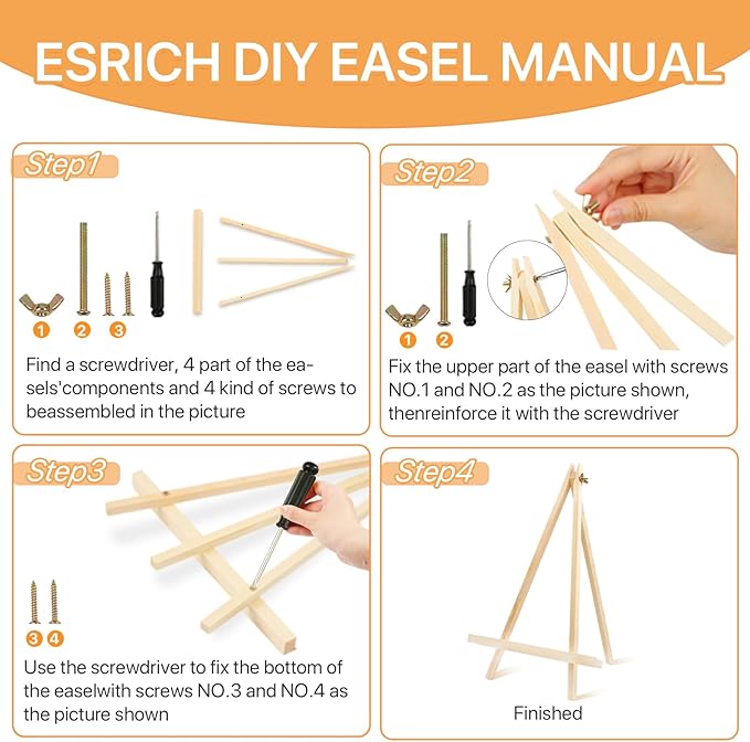 2 Pack 14 Inch Wood Easels, Tabletop Easels, Easel Stand for Painting, Tripod Painting Easels for Art & Crafts, Portable Canvas Holders