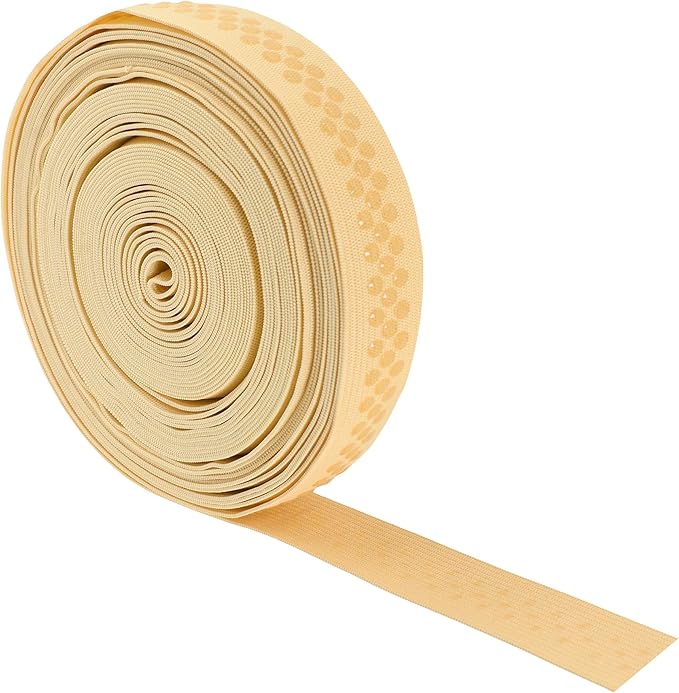 Mandala Crafts 1 Inch Elastic Silicone Gripper Tape for Clothing - 10 Yds Dotted Non Slip Elastic Band for Sewing - Blonde Silicone Flat Fabric Stretchy Ribbon Straps