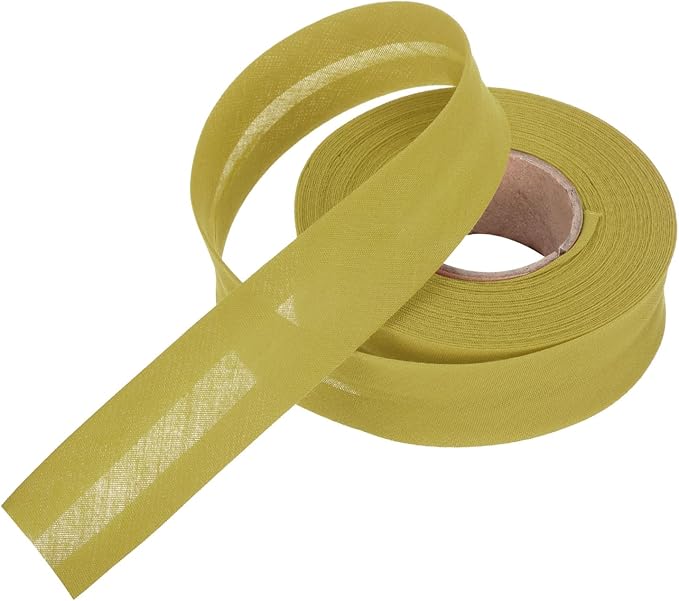 MECCANIXITY 1 Inch Single Fold Bias Tape Polyester Continuous Bulk Bias Tape for Sewing,Seaming Quilting Hemming Binding Crafts (Gold 10 Yards)