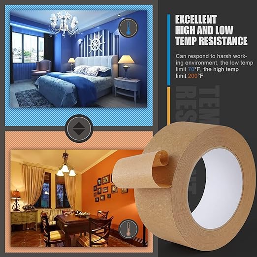 Lichamp 4 Pack Brown Painters Tape 2 inch Wide, Medium Adhesive Brown Masking Tape Bulk Multi Pack, 2 inch x 55 Yards x 4 Rolls (220 Total Yards)