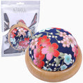 eZAKKA Pin Cushion, Wooden Base Pin Cushions for Sewing Round Pin Needle Holder for DIY Crafts (Japanese Style)