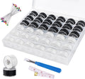 Black& White Bobbin Thread Set with Case - Prewound Class15 Bobbin for Singer/Brother/Janome/Embroidery Machines