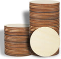 MoDooris 80 Pcs Unfinished Round Wood Slices 4" Natural Wooden Non-Slip Coasters 5mm Wooden Circle Board for DIY Craft, Engraving, Wood Burning, Pyrography, Drawing