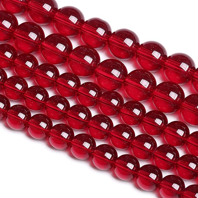 10MM 36PCS Garnet Red Glass Crystal Spacer Loose Beads for Jewelry Making DIY Bracelet 15 Inches 1 Strand