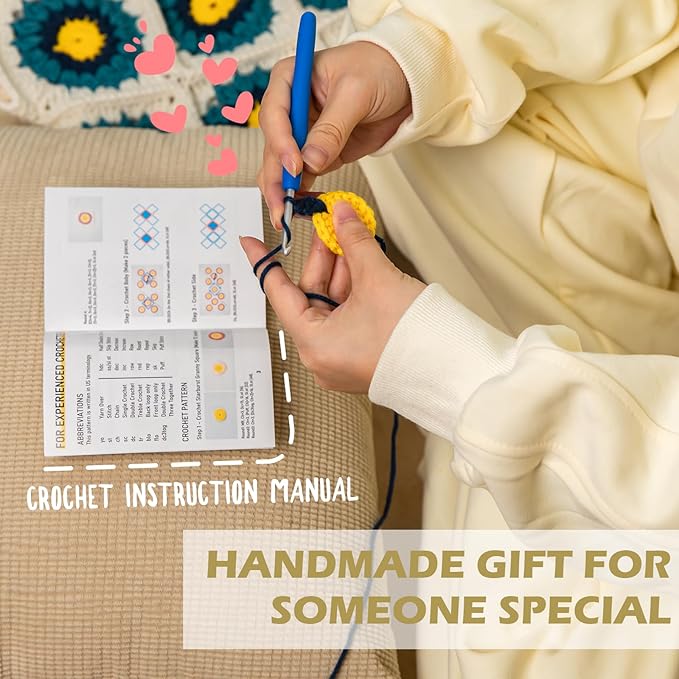 Yeezhee Crochet Kit for Advanced or Intermediate Beginners, Crochet Bag Kit with Step-by-Step Video Tutorials, Granny Square Crochet Tote Bag Set, Knitting Kit Including Yarn, Crochet Hook, Daisy