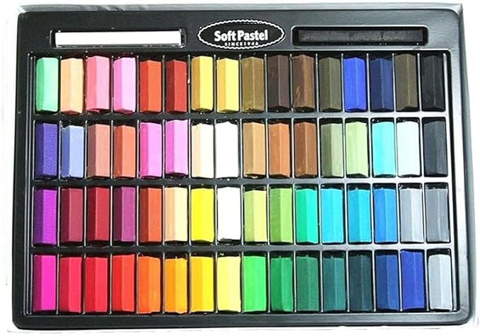 Non Toxic Soft Square Chalk Pastels Set of 64 Assorted Colors +(Pastel Holder 2pcs)/ Drawing Pastels, Soft Pastels Set For Artists