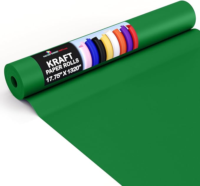 Crown Display Emerald Green Kraft Paper Roll - 17.75" X 1320" (110' Ft) - Perfect for Shipping & Packing - Craft Supplies
