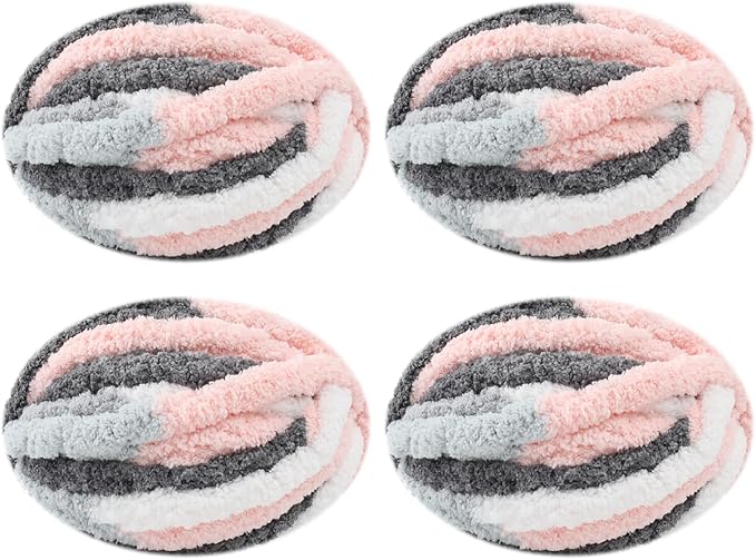Chunky Yarn for Hand Knitting, No7 Thick Yarn, 250Grams 32Yards, Pack of 4, Perfect for Knitters and Crafters (Kitten)