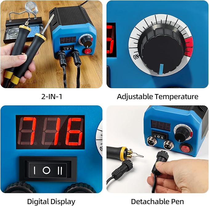 LH55-Z2-NS2 Wood Burning Tool 200~750℃, Wood Burning kit with Digital Thermometer Temperature Adjustable Temperature, 2 pyrographic Wood Burning pen Simultaneous heating, 36 pen tips