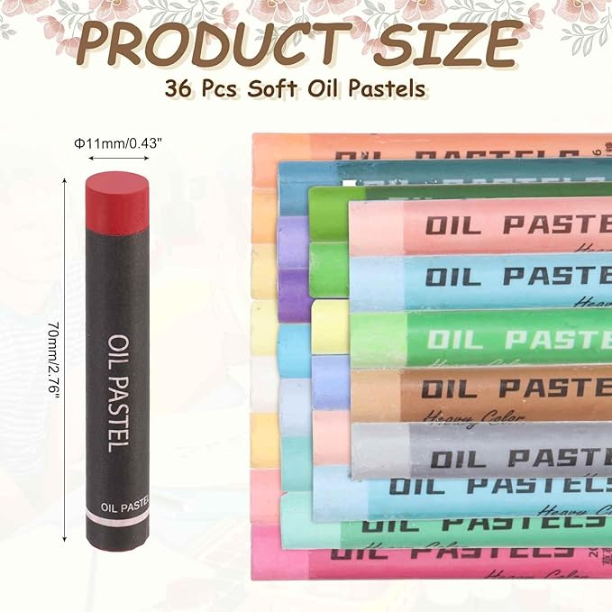 MECCANIXITY Soft Oil Pastels, Oil Pastel Crayons Vibrant Color Blendable Art Supplies for Painting Drawing Blending Painting Artists Beginners Professional(Red, Pack of 36)