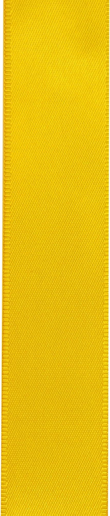 LIUYAXI Yellow Stain Ribbon, 1" X Continuous 50 Yards, Double Faced Fabric Ribbon Perfect for Gift Wrapping Wedding Birthday Party Chair Sash Christmas Hair Floral Craft Sewing