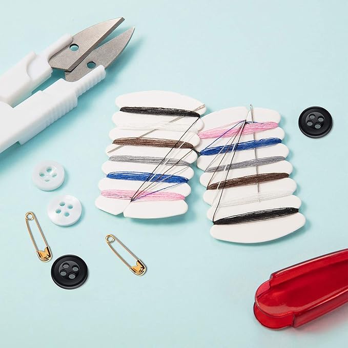 Tatuo Travel Sewing Kits Thread Repair Kit with Needles, Threads, Button, Pin for Hotel Amenities Necessities, 6 Colors (300 Sets)