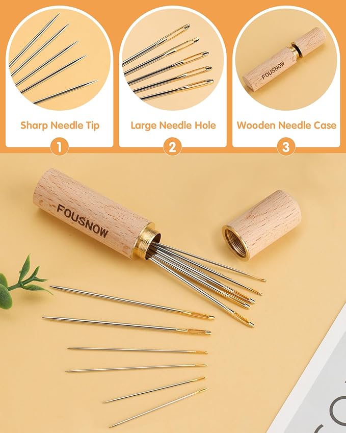 FOUSNOW Upholstery Repair Kit, Sewing Kit with Blue Sewing Threads, Professional Heavy Duty Sewing Kit for Home Repair Sewing Denim Clothes, Denim Bags, Jacket, Shoes, Wallets Crafts