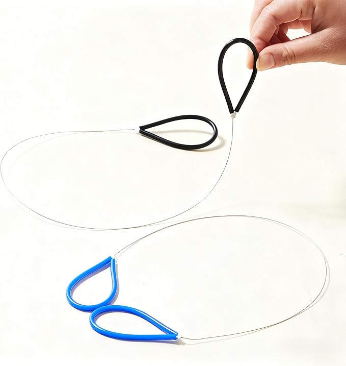 Clay Cutting Tools for Pottery Artists - 2 Pack Steel Wire Clay Cutters with Handles for Pottery Wheel, Trimming and Modeling (Blue & Black)