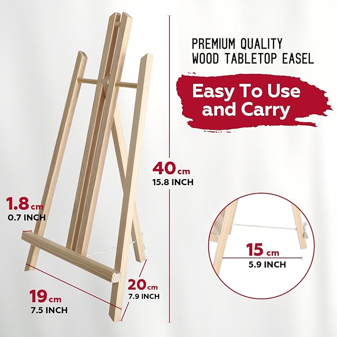 4 Pack 16 Inch Wooden Easel Stand, Portable A-Frame Tabletop Display Easel for Painting, Canvas, Signs,Photos, Art Easel for Students, Beginners, Artists - Compact & Lightweight
