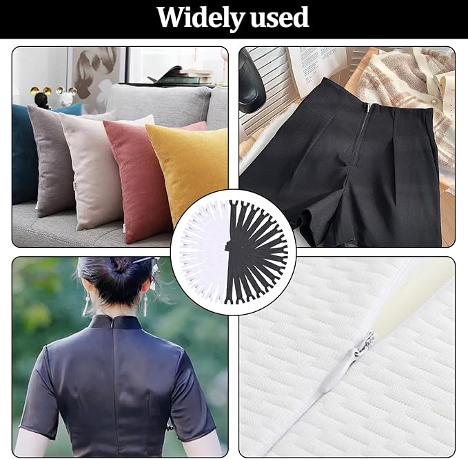 32pcs 12 Inches Nylon Coil Zippers, #3 Invisible Zipper for Sewing,Black and White Nylon Bulk Zipper for DIY Crafts, Pocket, and Accessories