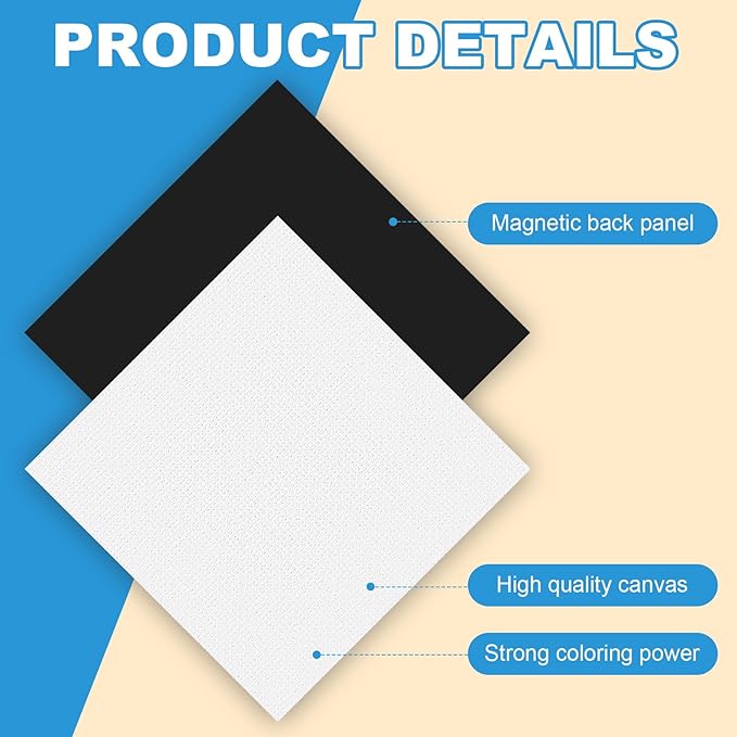 Geyoga 48 Pcs Mini Magnetic Canvases for Painting Square Canvas 2.56 x 2.56 Inches Mini Magnet Tiles Paint Stretched Cotton Art Panels Blank White Canvas Boards for Fridge Oil Watercolor Art and Craft