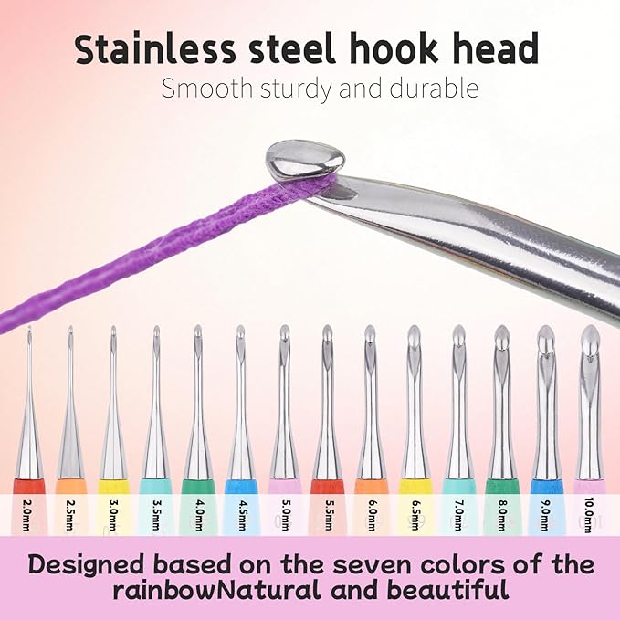 Crochet Hooks 5mm Crochet Hook Soft Lightweight Wood Ergonomic Handle and Stainless Steel Crochet Needles Tip (5 mm-H)