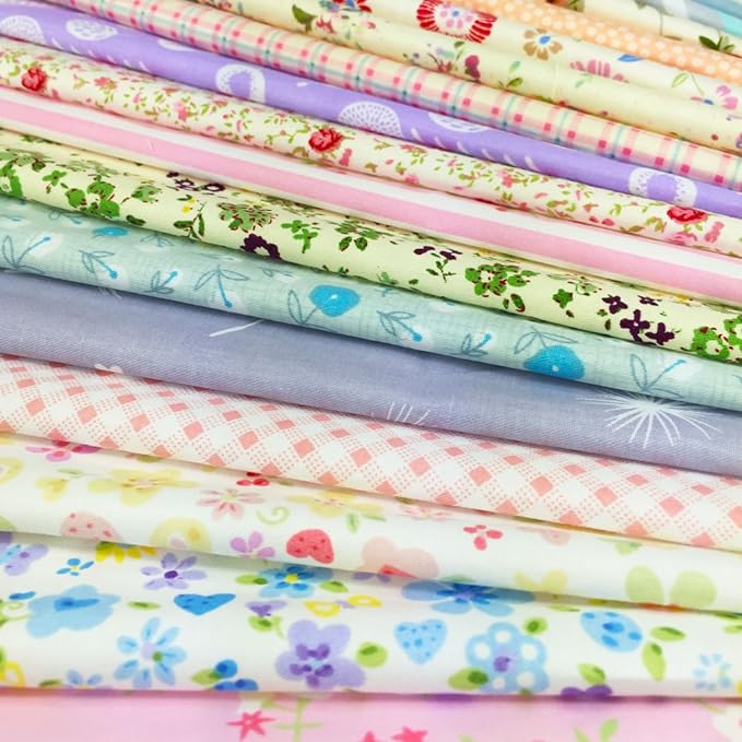 flic-flac Quilting Fabric Squares 100% Cotton Precut Quilt Sewing Floral Fabrics for Craft DIY (10 x 10 inches, 30pcs)