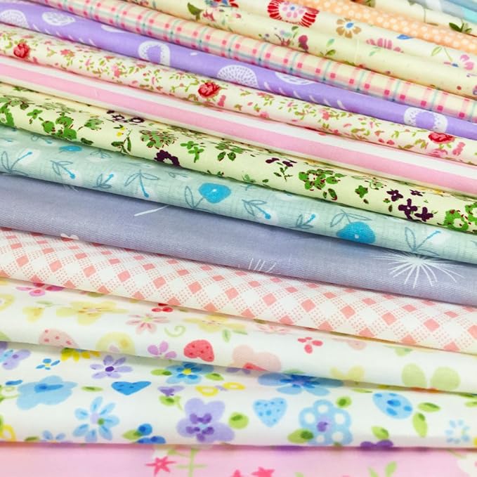 flic-flac Quilting Fabric Squares 100% Cotton Precut Quilt Sewing Floral Fabrics for Craft DIY (10 x 10 inches, 60pcs)