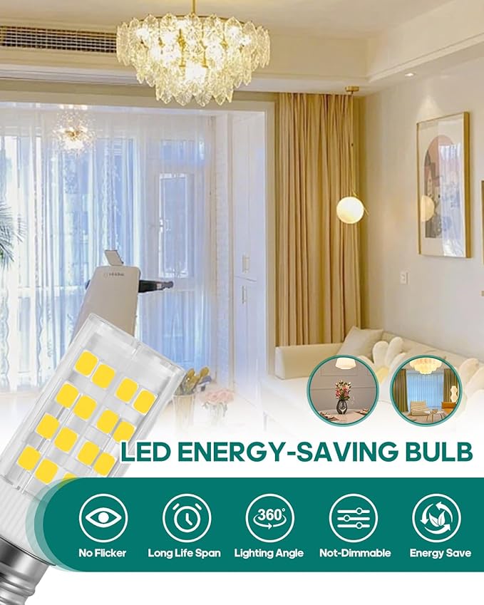 Sewing Machine 7/16 Screw-in Light Bulbs 4W Equivalent to a 40W Halogen Bulb Sewing Machine Light AC 110-130V 360° 400LM Non-dimmable Pack of 2 (Warm White 3000K)