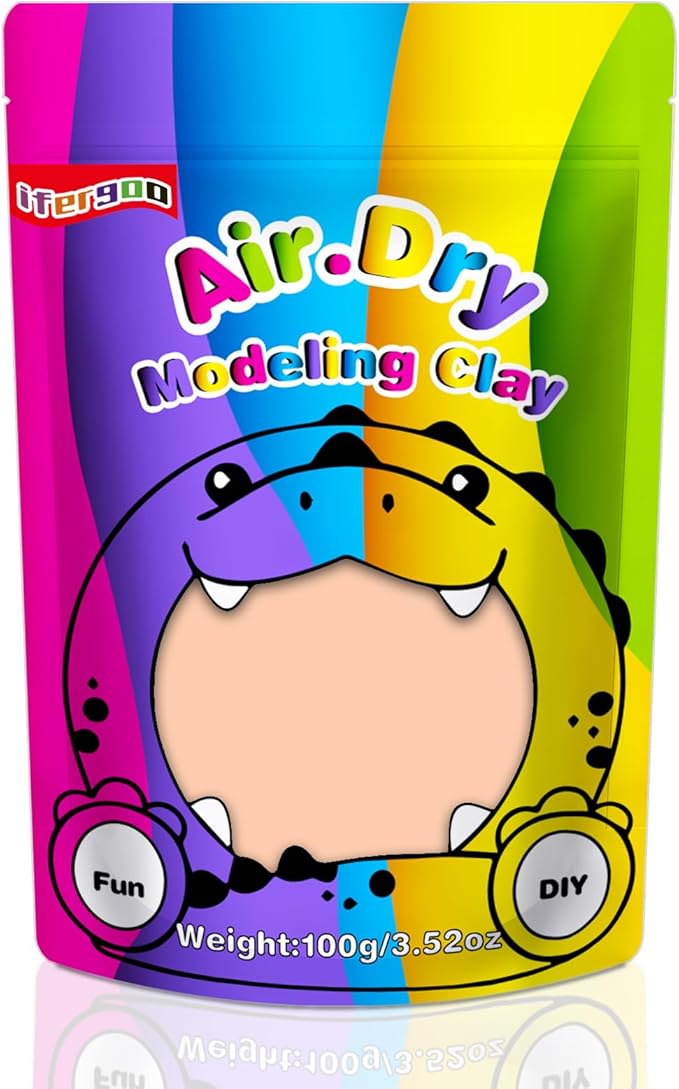 iFergoo Skin Air Dry Clay, DIY Creative Modeling Clay for Kids, Super Light Magic Clay for Kids Age 3-12, Safe & Non-Toxic, Molding Clay for Sculpting (Skin/100g, 100g/3.5oz)