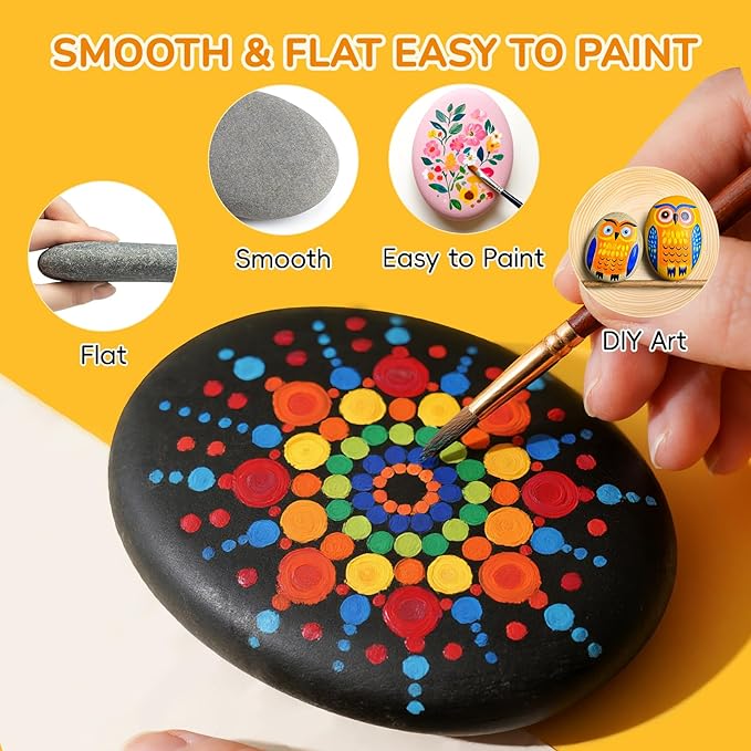 Simetufy 12Pcs Rocks for Painting, 5-6 Inch Extra Large Flat Painting Rocks for Mandala, Smooth Stones for Art & Crafts, Kindness Stone, DIY Home Decoration