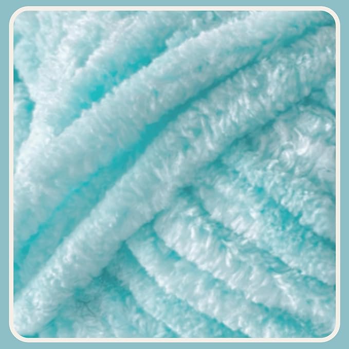 Soft Velvet Yarn Chenille Yarn for Crocheting and Knitting – Bulky (93 Yards/100g) - Polyester - Yarn for Blanket Amigurumi Weaving Crafts (Aqua Blue, 2 Pack)