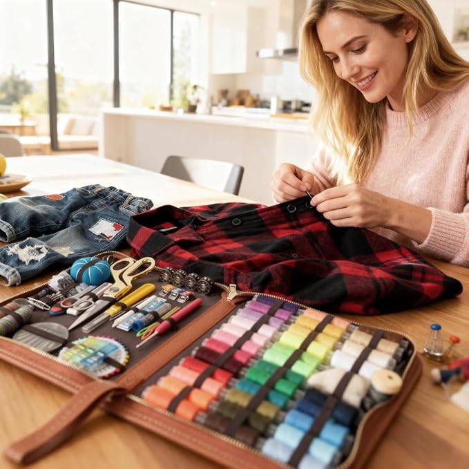 Cebelo Large Sewing Kit for Adults: 232 Pcs Sewing Supplies for Hand Mending Clothes Emergency Repair for Home Travel Dorm - 2026 Christmas Gifts for Mom Grandma Students Beginner (Brown)