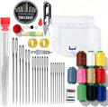 50 Pcs Big Eye Steel Sewing Needles Kit with Multicolor Threads, Needle Case, Scissors & Accessories for Beginners & Professionals