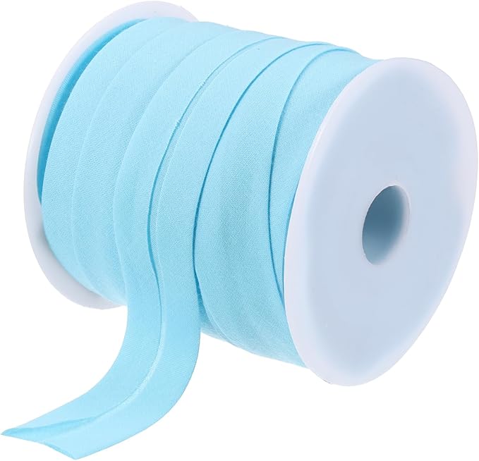 MECCANIXITY 3/4 Inch Single Fold Bias Tape Cotton Continuous Bulk Bias Tape for Sewing, Seaming Quilting Hemming Binding Crafts (Light Blue 25 Yards)