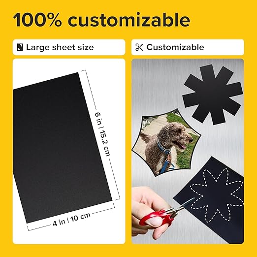 Strong Self-Stick Adhesive Magnetic Sheets 10 Pcs (4"x6"/10x15cm) – Customizable Magnetic Paper for Photo, Magnet Stickers, Labels, Crafts; for Fridge, Lockers, Whiteboards, Office, Projects