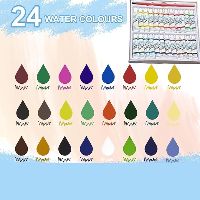 Watercolor Kit,New Mini Watercolor Paint Set, Pocket Watercolor Set with Paint, Brush,bag, Sketchbook & Copper Clip, Travel Kit for Beginners, Artists & Painting Enthusiasts(Walnu -15 Grids)