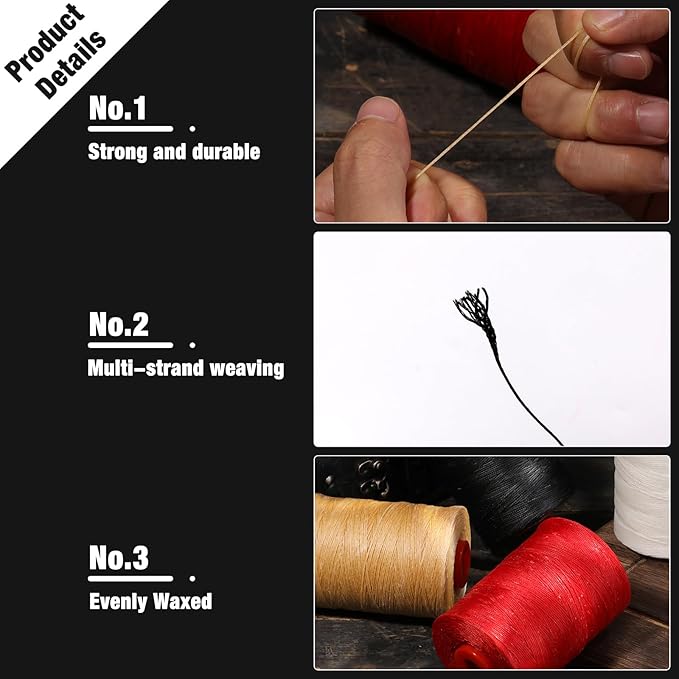 BUTUZE Waxed Linen Thread, 550Yards (500M), 1MM, Red - Waxed Linen Thread for Leather Sewing, Hand Sewing, Book Binding, Leather Craft, Shoes, Canvas, Key Bags