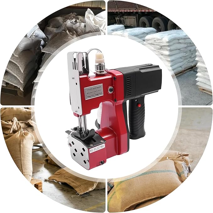Sewing Machine 1800 Rpm Handheld Electric Bag Closer Stitcher Packing Machine Industrial Sewing Machine Bag Stitcher for Woven Bags, Cloth Bags, Paper Bags, Leather Materials, Two Secant Modes