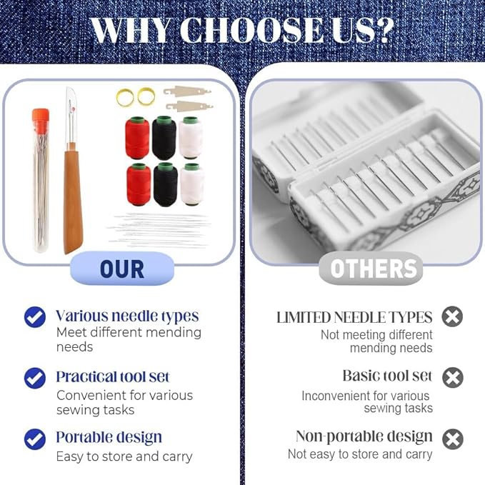 2026 Upgrade Steel Needles for Hand Sewing, Big Eye Stainless Steel Sewing Needles Kit, Portable Sewing Tool Set DIY Embroidery Crafting Kit Tool for Beginners Professional DIY Lovers (A1#37PCS)