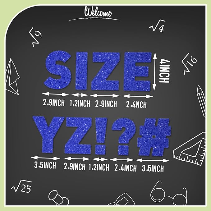 Harloon 232 Pcs 24 Sheets Large Glitter Letter Stickers Big Font Alphabet Letter Self Adhesive Letters Kit Mailbox Stickers for Mailbox Bulletin Boards Classroom Home(Blue,4 Inch)