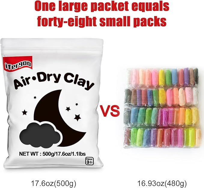 Ifergoo Black Foam Modeling Clay- Moldable Cosplay, Air Dry, Squishy Molding Clay for Adult Arts & Craft Project, Fake Bake, Slime Supplies, 1.1LBS/500G